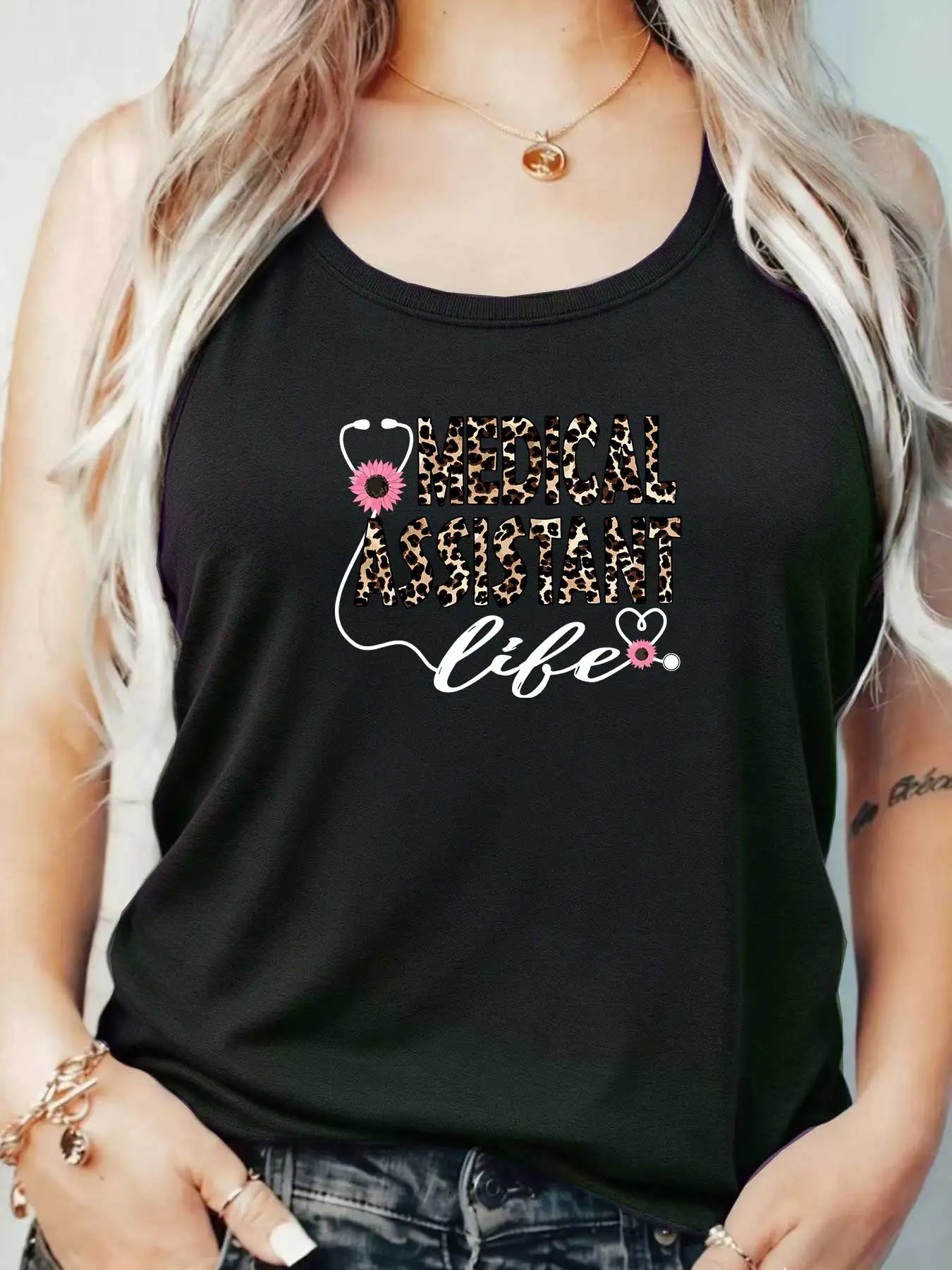 

Loose Fit Printed Pocket T-Shirt for Women with Ribbed Collar round Neck 1-8XL plus Size Comfortable Casual Vest