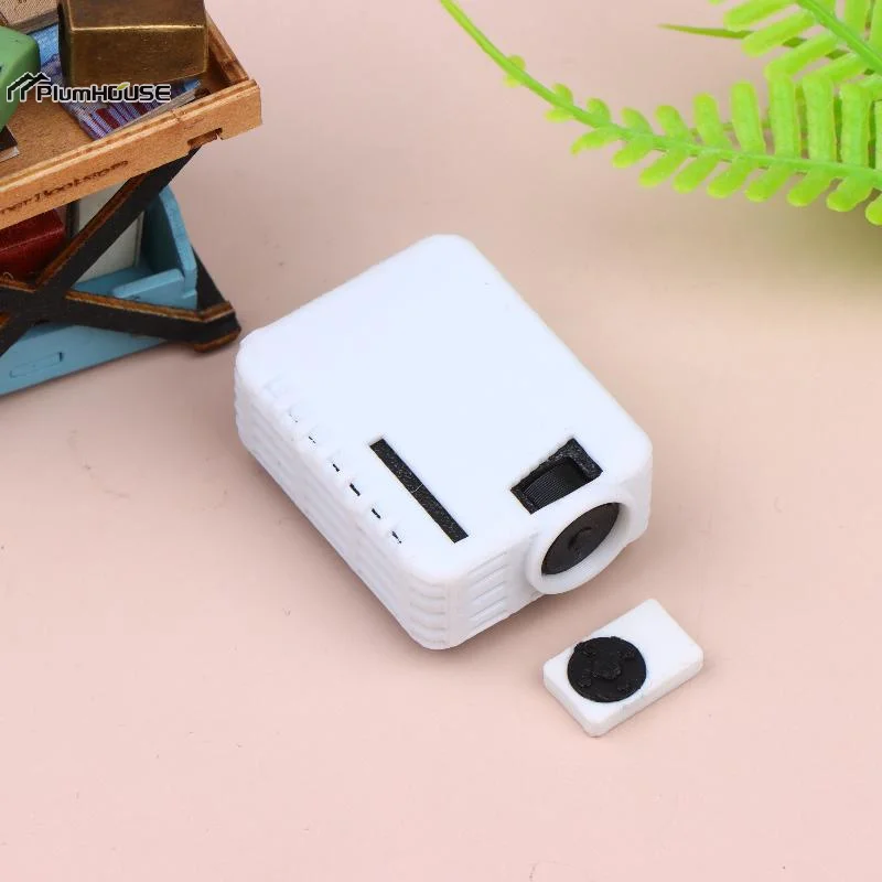 Miniature Simulation Projector Ornaments With Remote Controller 1/12 Dollhouse Mini Projector Model Micro Scene Decoration Toys