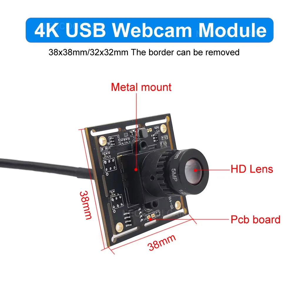 4K 8MP 110 Degree Camera Module UVC High Speed 30fps MJPEG 3840x2160 Resolution PCB Video Camera Board for Autodarts Scoring