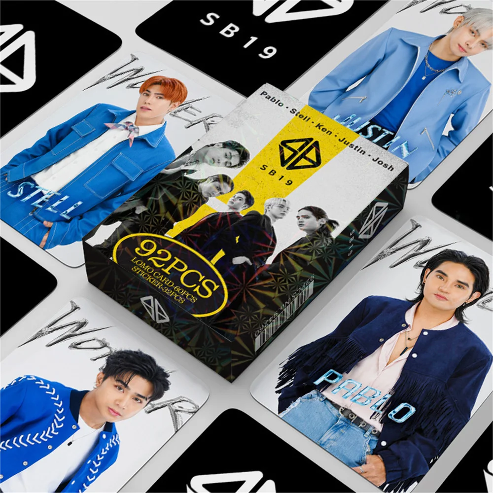 92Pcs/Set SB19 Photocards Non-Repeating HD LOMO Cards Stickers Josh Pablo Stell Ken Justin Fans Collection