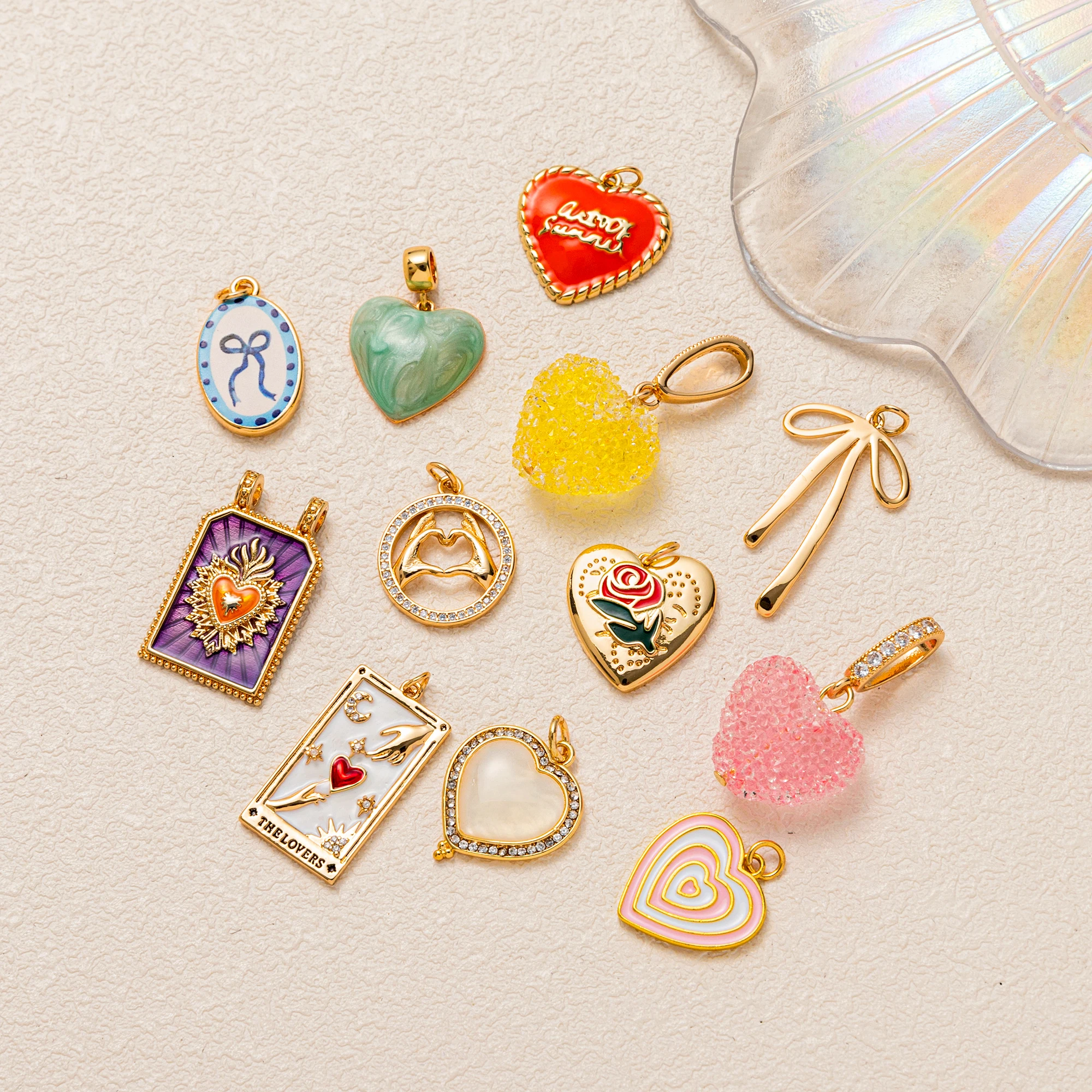 

Colorful Love Rose Bow DIY Pendant Dopamine Fashion Charms for Jewelry Making Trendy Accessory