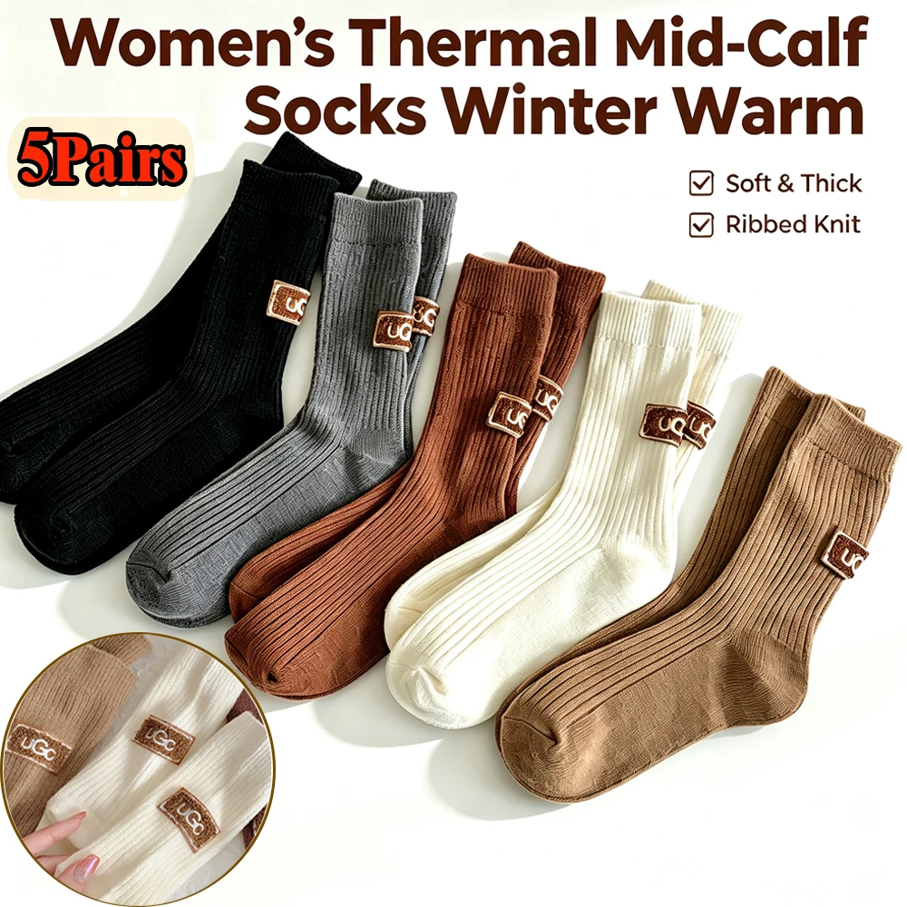 Winter Cozy Thick Pile Socks Women Mid Fashion Wool Cashmere Keep Warm Snow Boot Socks Heel Furry Label Footwear Letter Hosiery