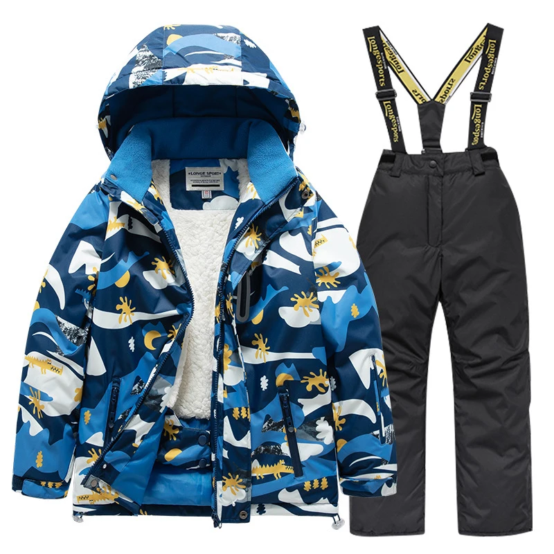 Children's ski suit for girls and boys, single board and double board waterproof and thickened warm clothing and pants equipment