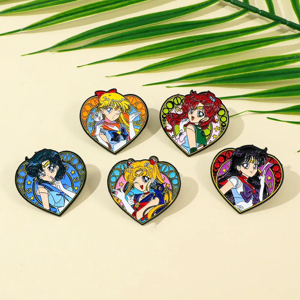 Niedliche japanische Anime-Magiermädchen-Brosche für Kleidung, Anstecknadeln für Rucksäcke, Aktentaschen, Abzeichen, Emaille-Pin, Modeaccessoires, Geschenk