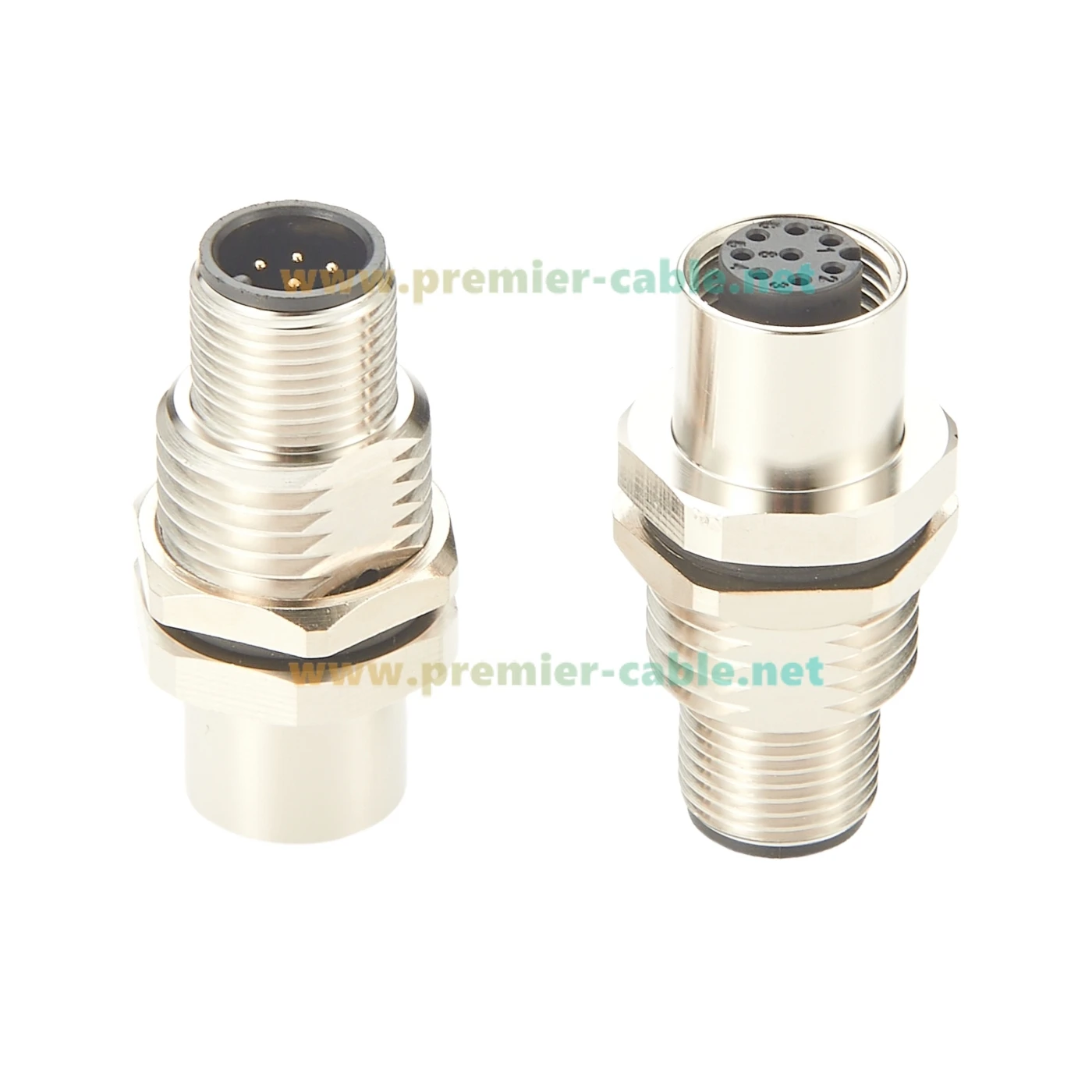 Conector de mamparo M12 A, código de 8 pines macho a hembra, adaptador de paso de Sensor de montaje en Panel IP67, conector Circular Industrial