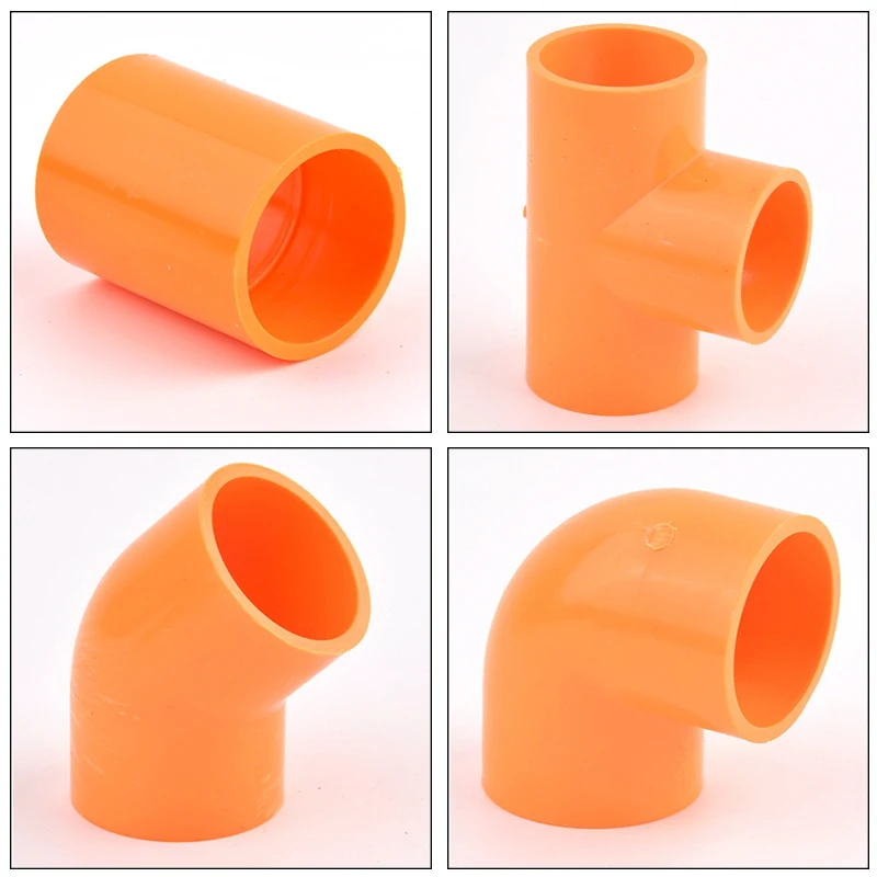 20~50mm Orange PVC Pipe 90° Elbow Direct Connectors Aquarium Overflow Joints, Garden Irrigation DIY Inlet Outlet Drain Fittings