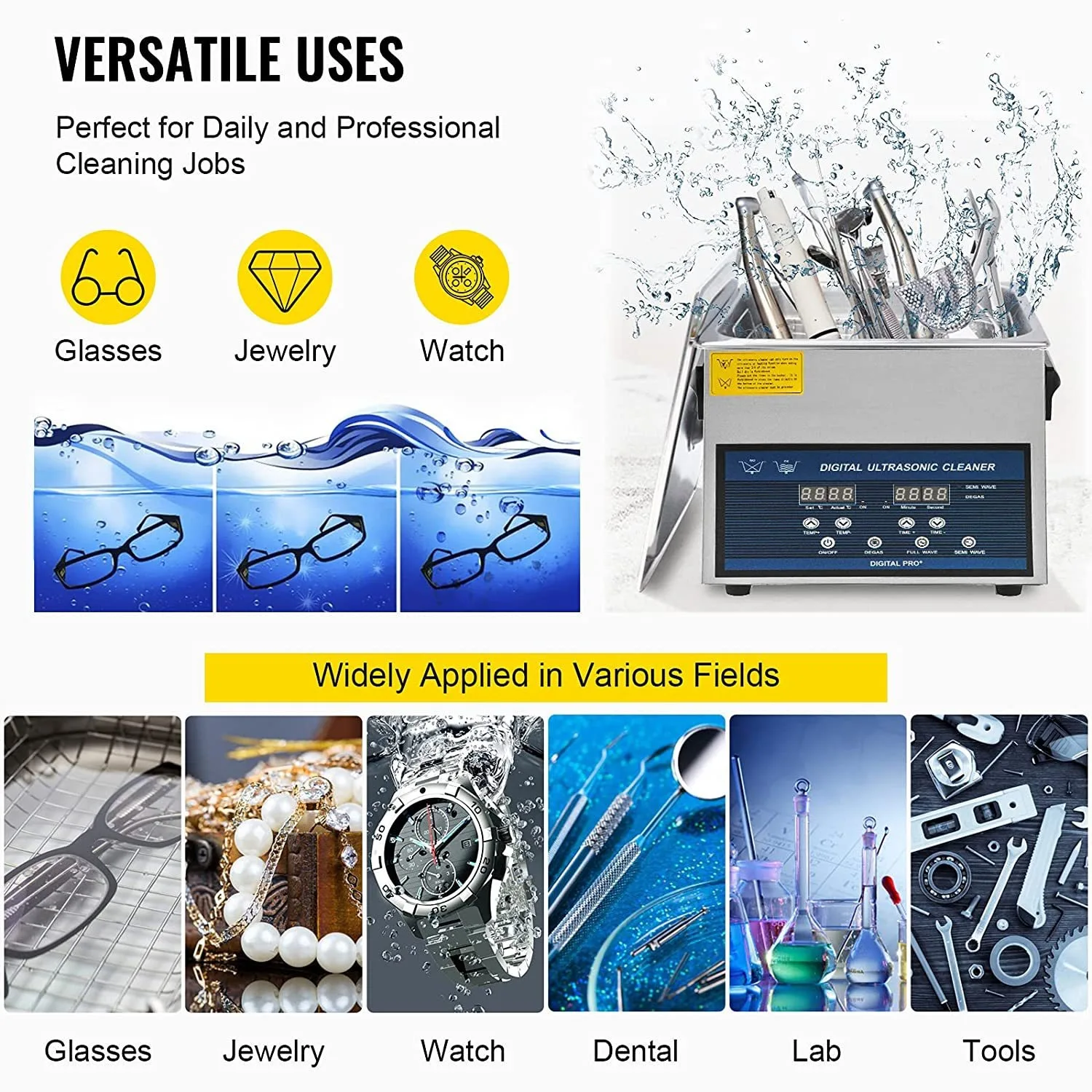 3/6/10/30L Stainless Steel Ultrasonic Cleaner with Degassing Function 28/40KHz Dual Frequency Ultrasound Cleaning Machine