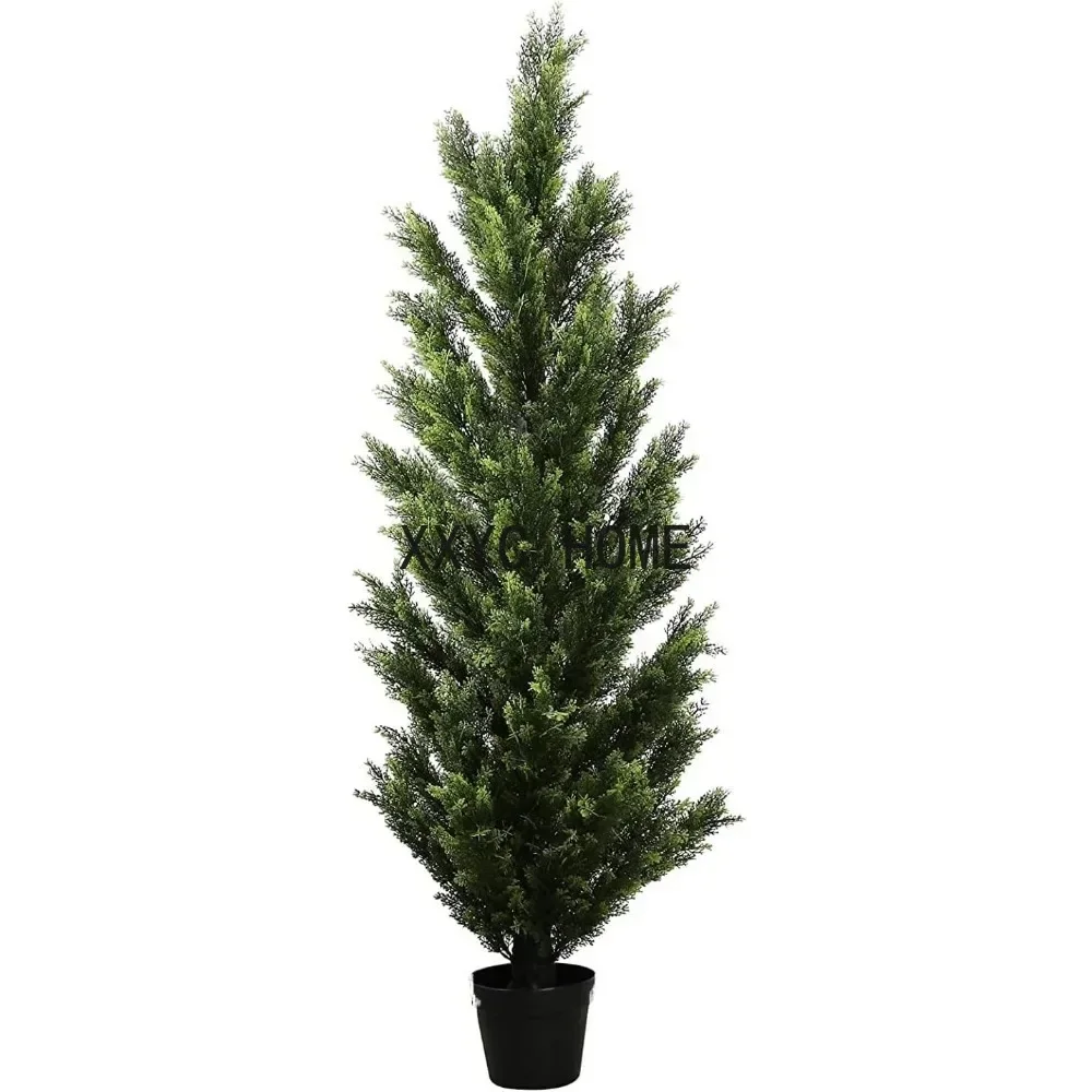 Two 5 Foot Outdoor Artificial Cedar Topiary Trees Potted Plants Two Peace Construction Decoration Decorations Festive Party