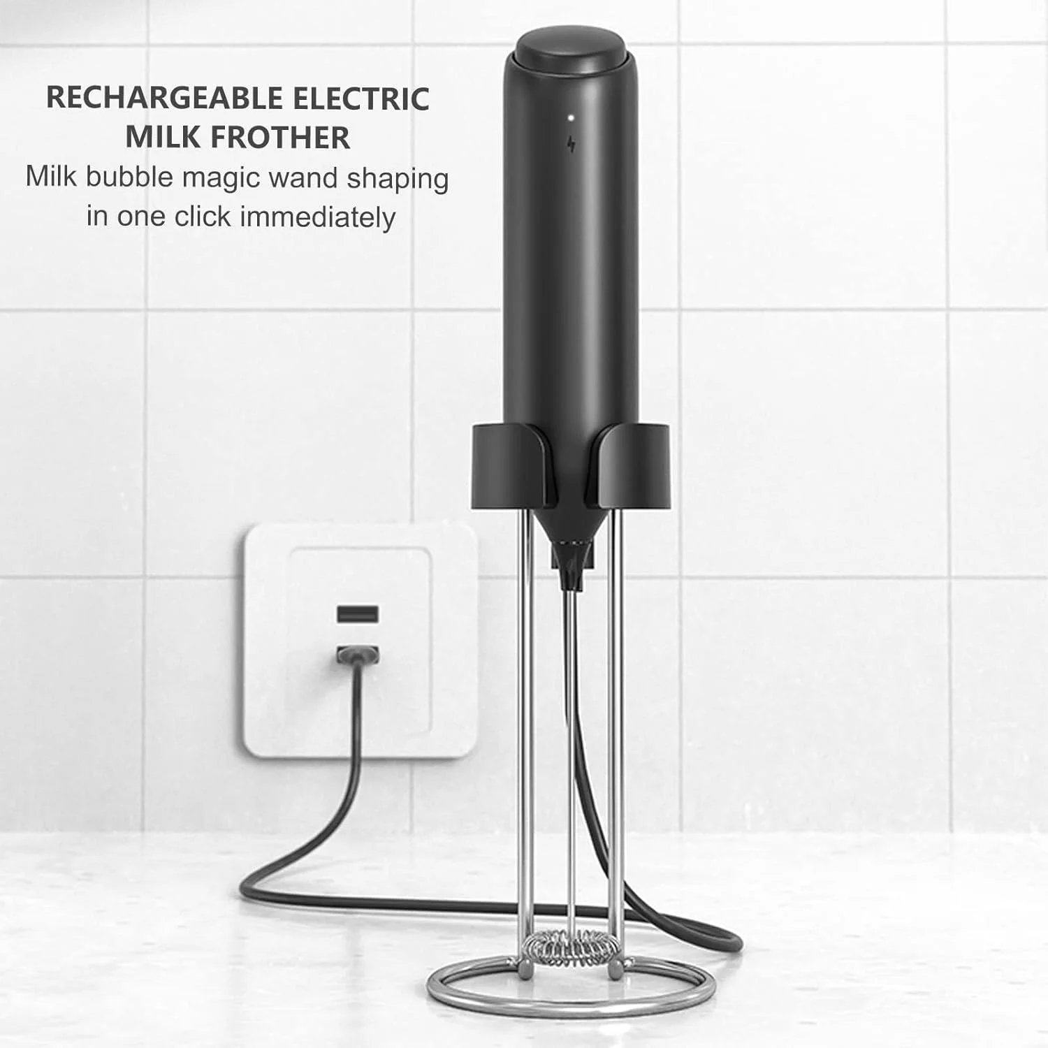 Миксер для вспенивания молока, кофе, USB перезаряжаемый миксер для напитков, мини-венчик из нержавеющей стали для яиц, вспениватель напитков, портативный кухонный S