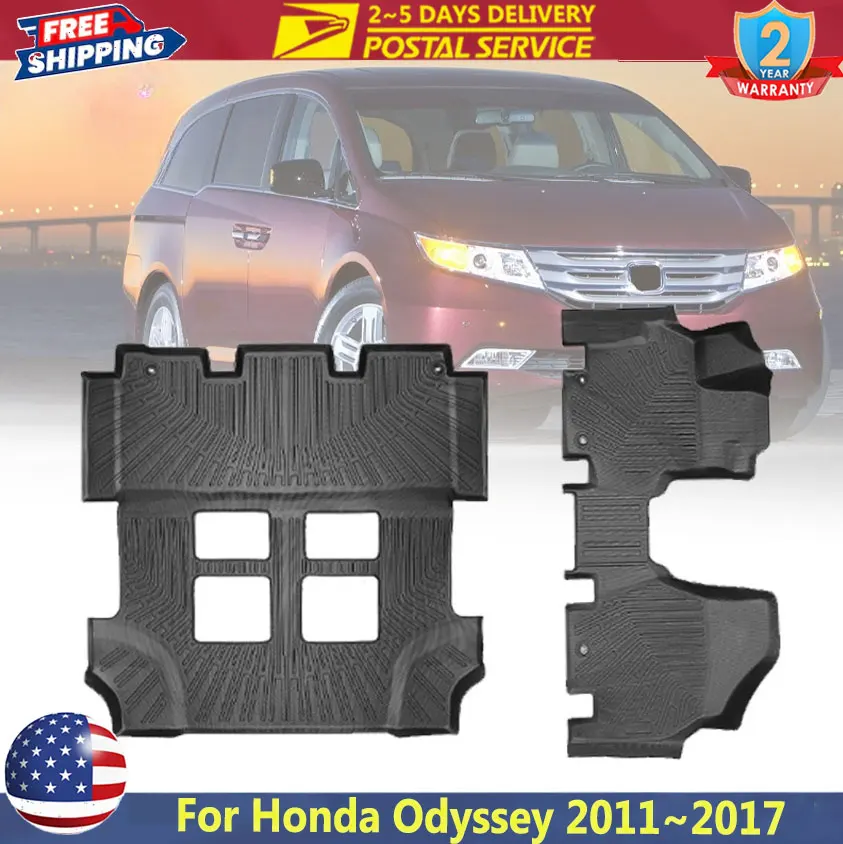 

3D TPE Набор 3-рядных вкладышей для багажника Honda Odyssey 2011 ~ 2017, всепогодные защитные вкладыши для багажника