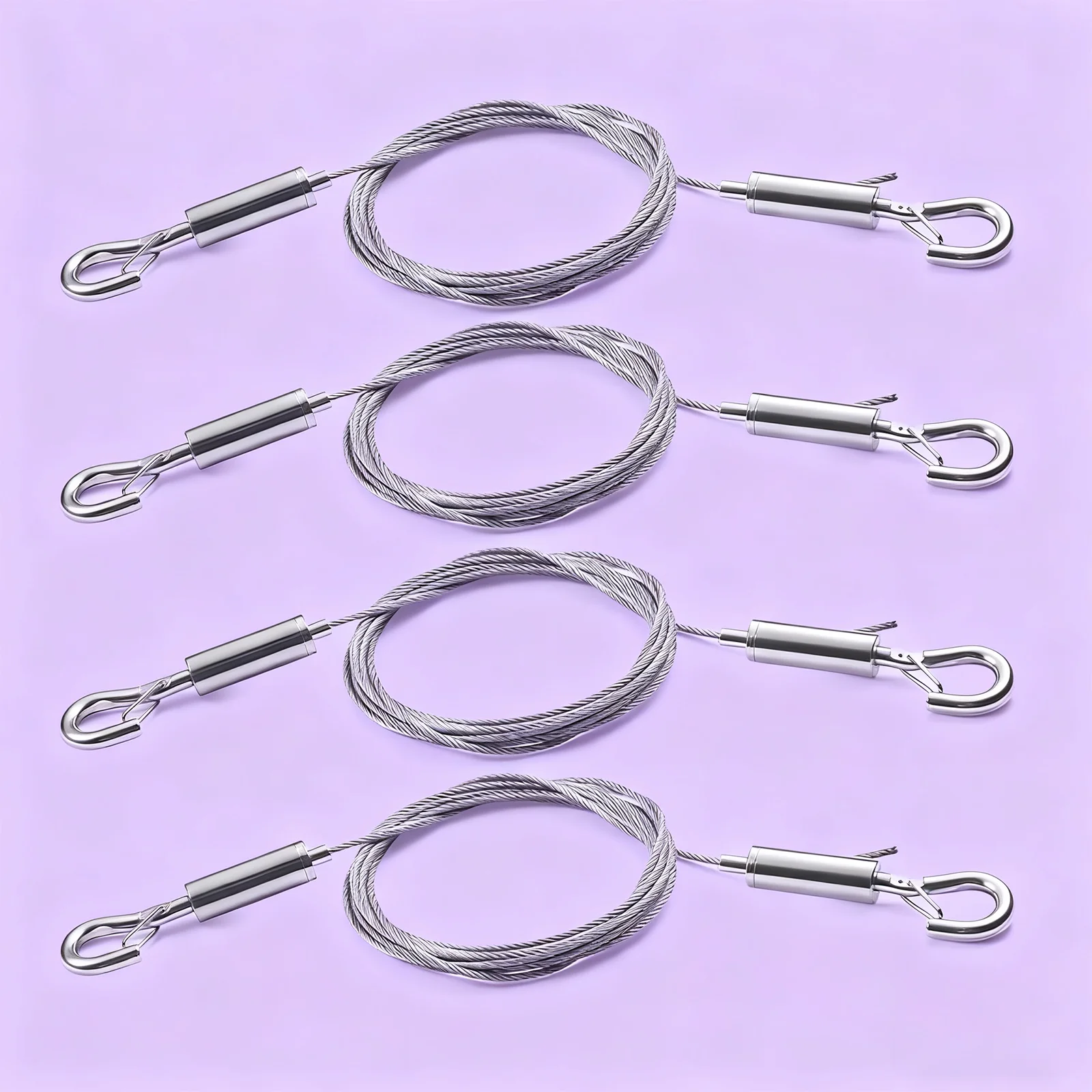 حبل سلكي من الفولاذ المقاوم للصدأ مع خطافات قابلة للتعديل، حبل من الفولاذ المقاوم للصدأ عالي التحمل بطول 6 أمتار × 1.5 مم لتعليق الصور، يحمل ما يصل إلى 40 رطلًا #1