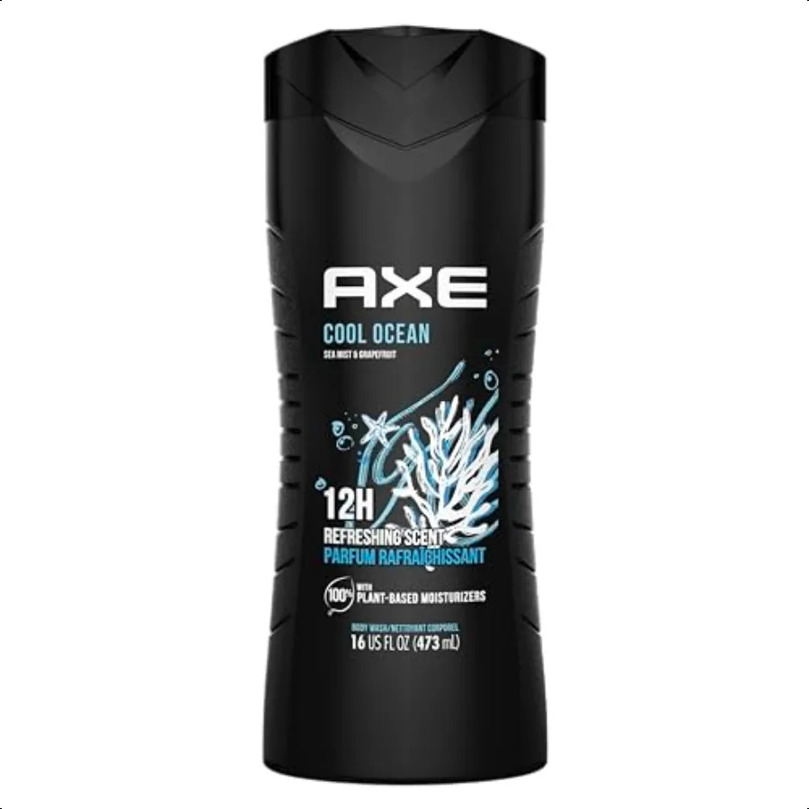 

Мужская мытье тела AXE Cool Ocean с профессиональными маслами, 12 часов, освежающий аромат для мытья тела для мужчин, чистый и свежий аромат, 16 унций