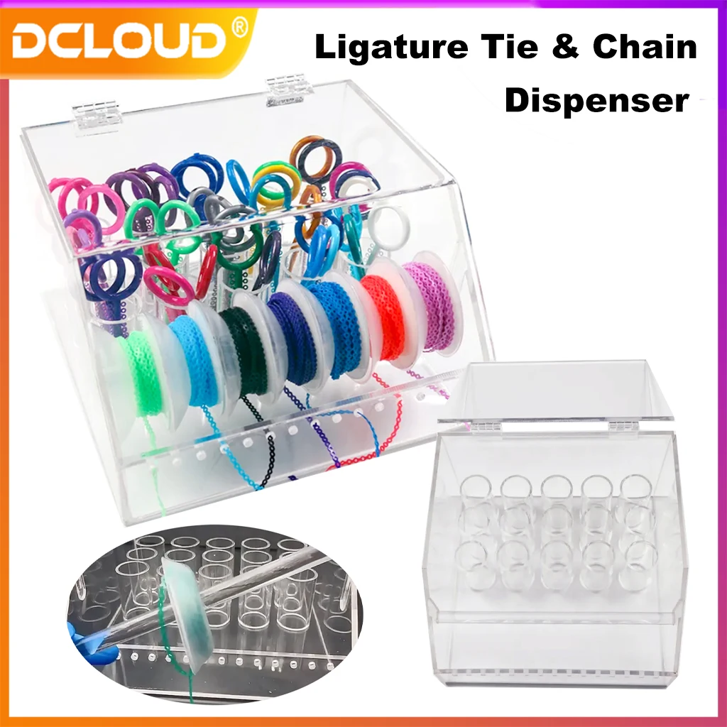 

DCLOUD Dental Arcylic Dispenser Power Chain Placer Organizer Orthodontic Ligature Tie Box Ortho Elastic Chain Storage Box Holder