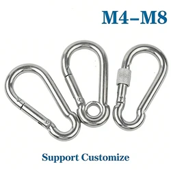 M4 - M8 304 Stainless Steel Spring Snap Carabiner Quick Link Lock Ring Hook snap shackle Chain Fastener Hook Support Customize