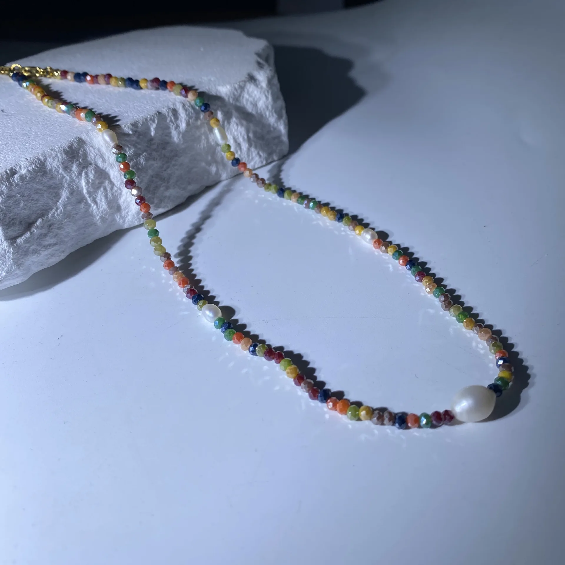 Colorful Crystal Natural Freshwater Pearl Necklace Fashion Choker Women Beads Chain Necklaces Jewelry Charm Trendy Gifts image 4