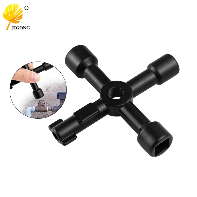 1 قطعة 4 في 1 مفتاح الربط متعدد الأغراض خزانة التحكم الكهربائية مثلث مفتاح الربط مصعد عداد المياه صمام ثقب مربع مفتاح #1