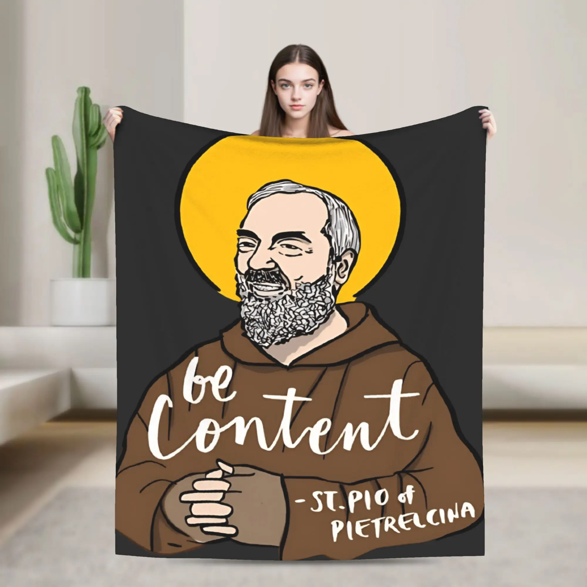Padre Pio Of Pietrelcina Blanket Quality Warm Soft Stay With Me Throw Blanket Spring Kids Couch Bed Fluffy Bedspread