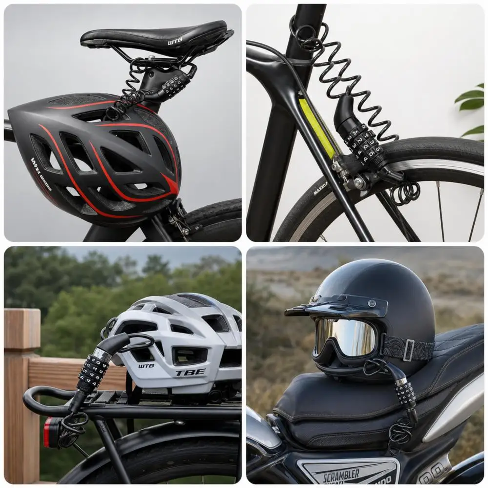 Bicycle 4 Digit Password Steel Wire Rope Lock Bike Steel Wire Chain Lock Motorcycle Anti-theft Code Helmet Lock Bike Accessories gallery 5