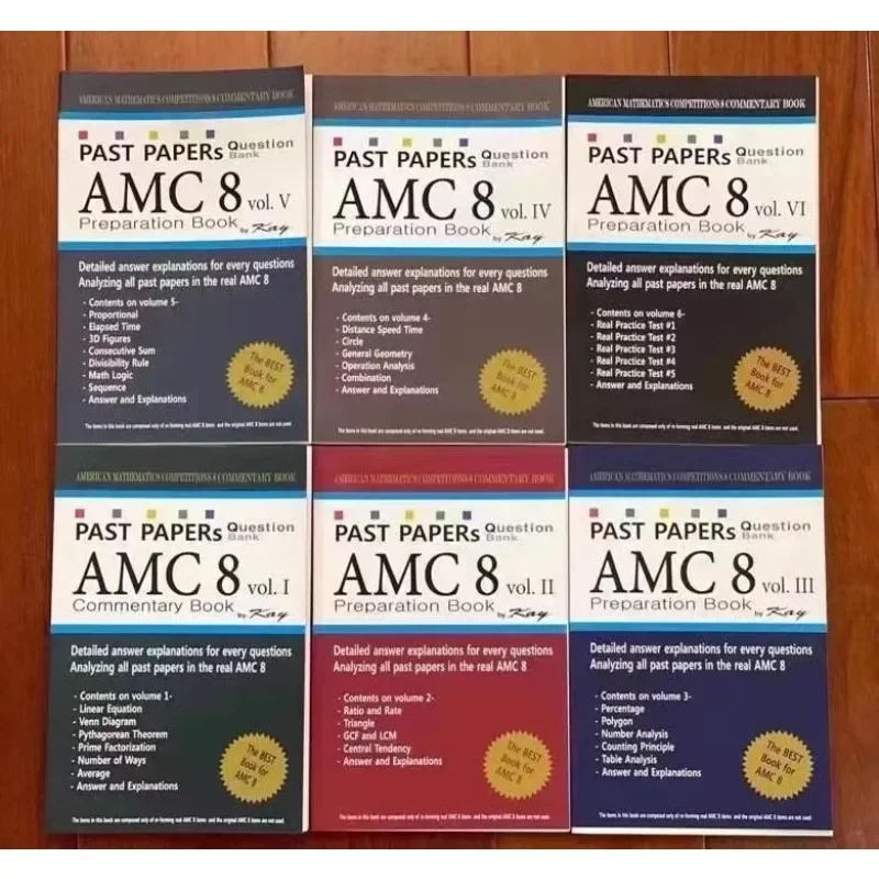 

6 Books/set Past Papers Question Bank AMC. 8 Workbook Learning Education Libro