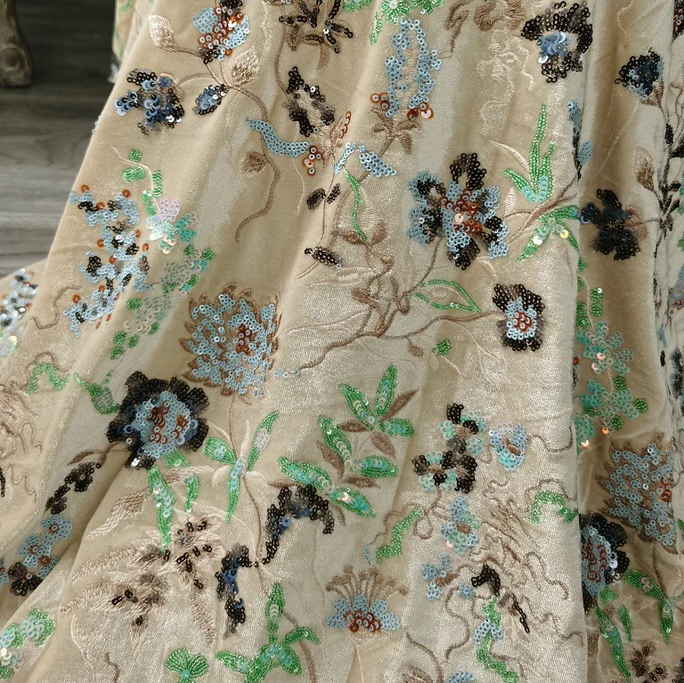 

High-end sequin embroidered velvet fabric, for women's clothing, dresses, shawls, DIY sewing fabric, fashion design fabric