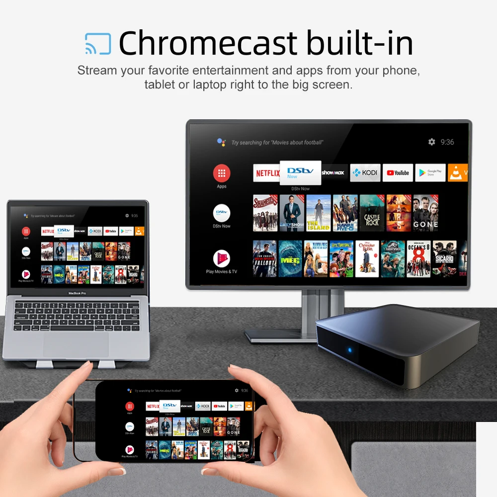 GD2 TV BOX Google Certified Chrome Cast 4K TV Android 12 2G+32G Amlogic S905Y4-B BT5.0 Dual Wifi VS GD1 Set Top Box