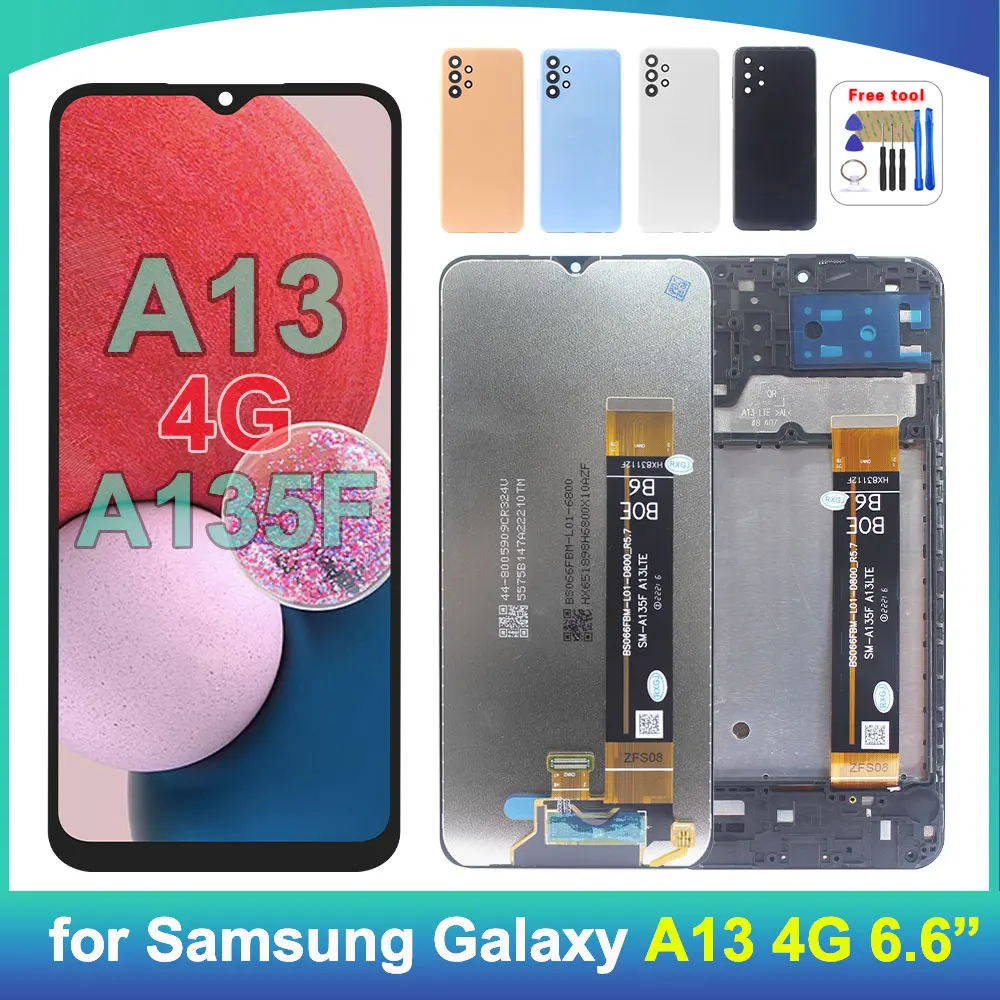 A13 A135F A135M LCD para Samsung Galaxy A13 4G pantalla táctil digitalizador Panel montaje para Samsung Galaxy A13 A135U A135N