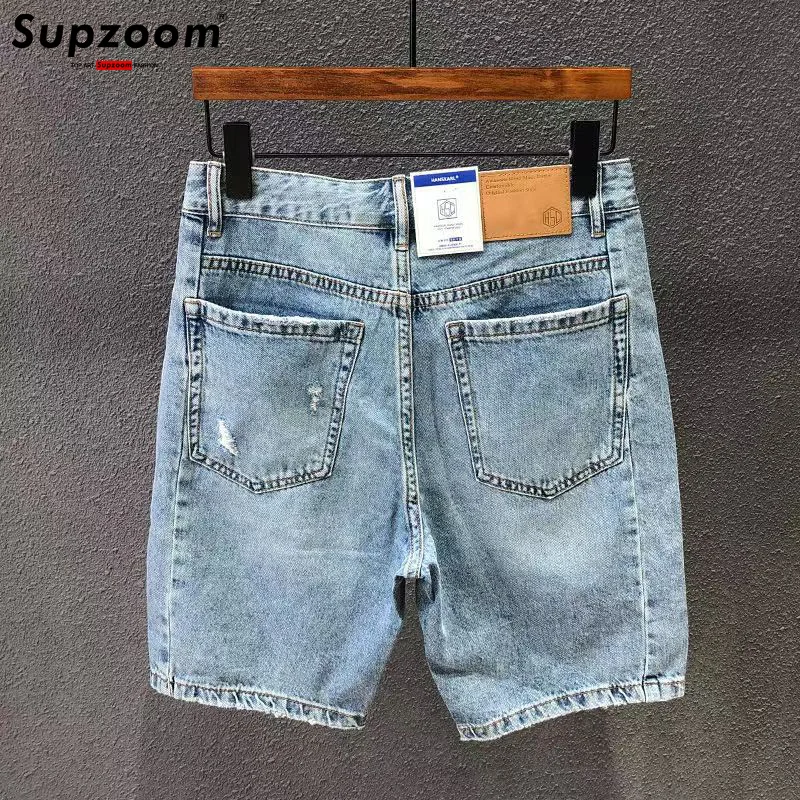 Supzoom 2024 New Arrival Hot Sale Top Fashion Offset Printing Summer Zipper Fly Stonewashed Casual Cotton Jeans Shorts Men