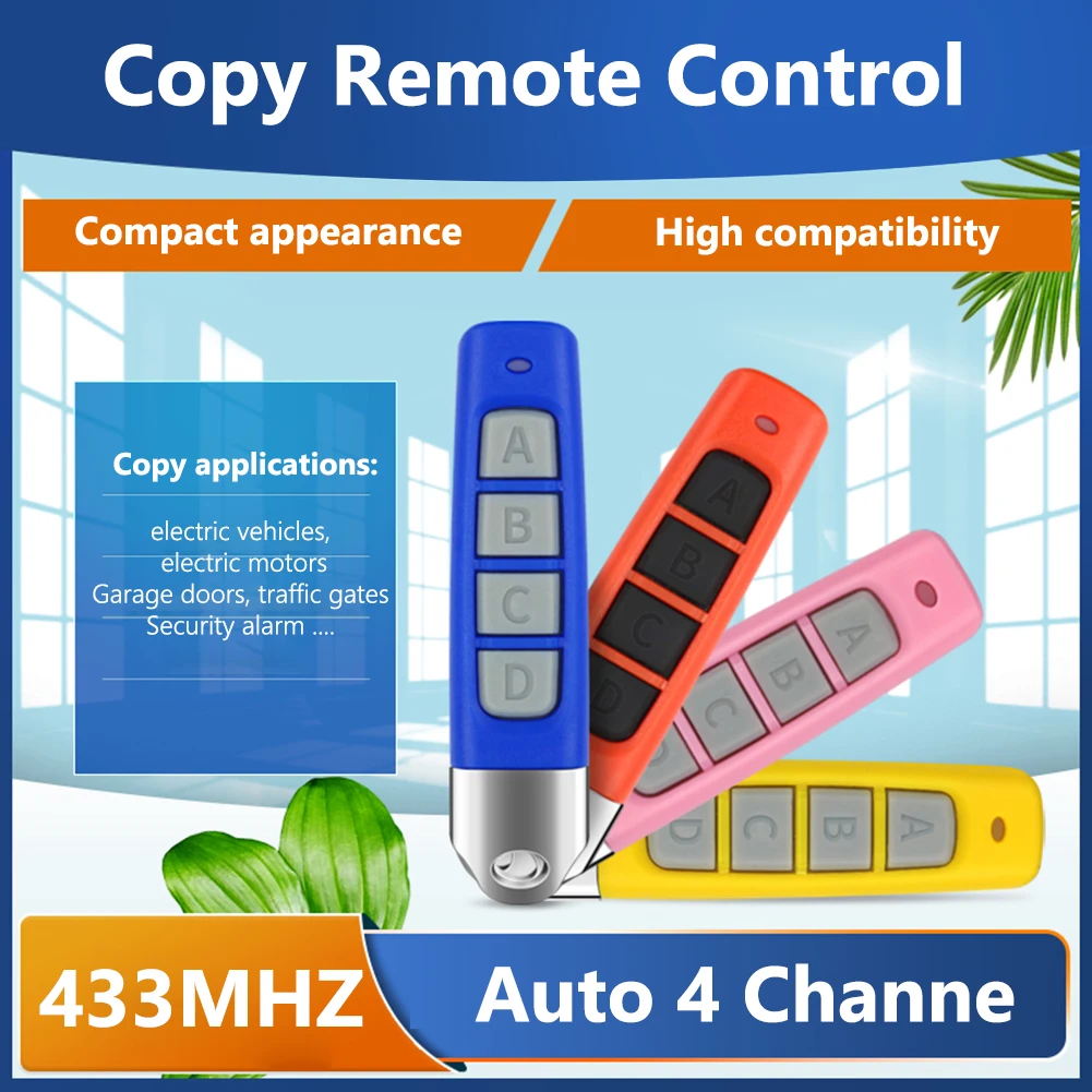 4-1PC Remote Control 433MHZ Wireless Copy Controller For Car Key Garage Door Opener Clone Cloning Code Remote Control Duplicator