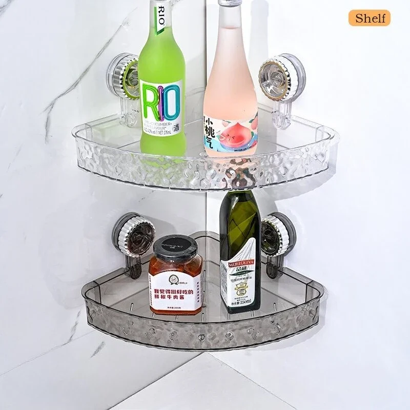 

Bathroom Triangle Storage Rack Non Perforated Suction Cup Wall Mounted Toilet Vanity Corner Storage Racks Home Towel Holder