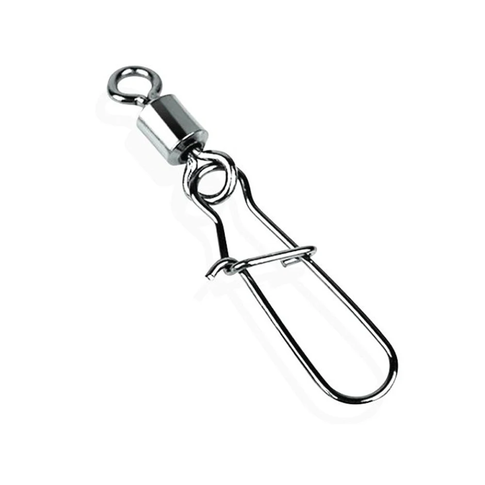 Cbmmaker 50pcs Fishing Accessories 2-14# Eight-ring Connector Stainless Steel Snap Fishhook Swivels Tackle for Hooks Fishing