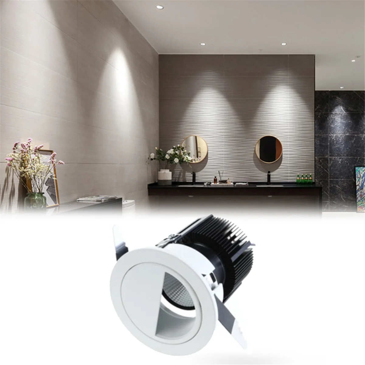 LED Flush Mounted Ceiling Light 7W Ceiling Anti-Dazzle Ceiling Recessed Lights High Transmittance Flat Spotlight 6000K