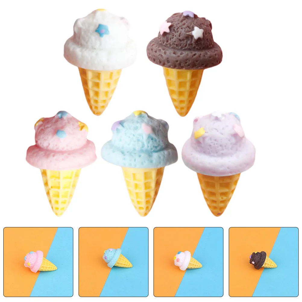 

15Pcs Realistic Resin Ice Cream Cone Props Bright Color Lifelike Dessert Display Models for Shop Miniature House Photo Styling