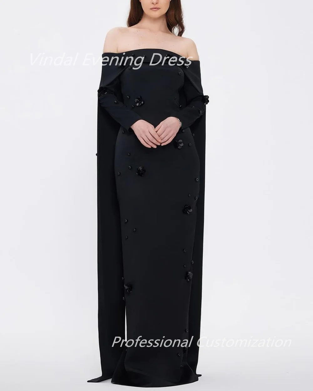 Vindal Evening dresses Crepe Appliques Floor-Length Long-sleeve Strapless  Exquisite Gorgeous High-Quality السعود For Woman 2024