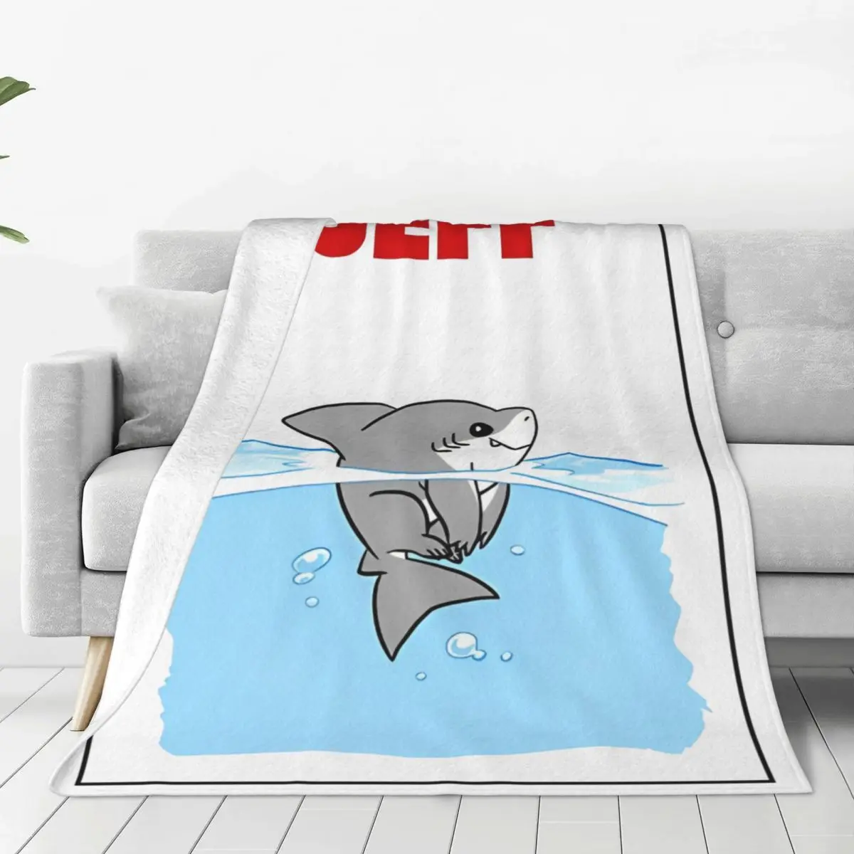 Jeff Cute Shark Cartoon Velvet Throw Blankets Blankets for Home Couch Lightweight Bedspread