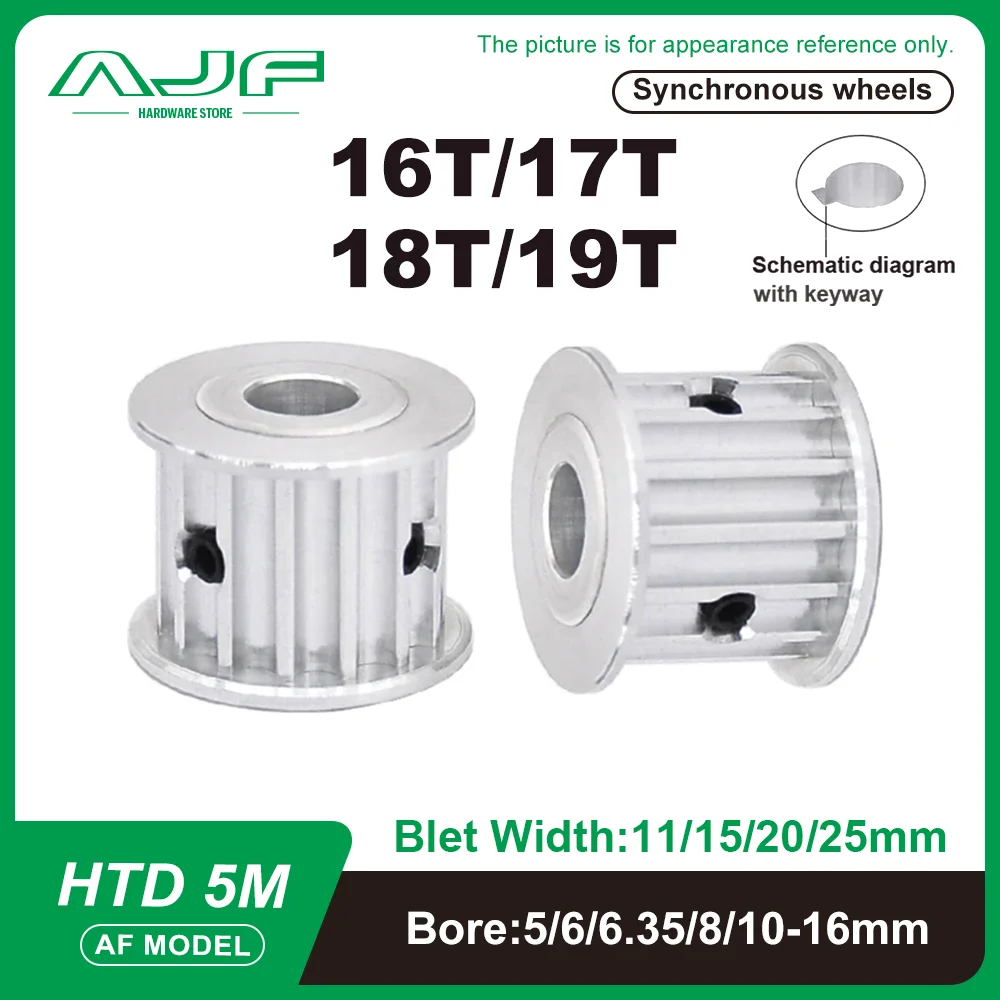 

HTD 5M 16T/17T/18T/19Teeth Timing Pulley Bore 5-16mm AF Type Belt Width 10/15/20/25mm 5M Synchronizing wheel Toothed Belt Pulley