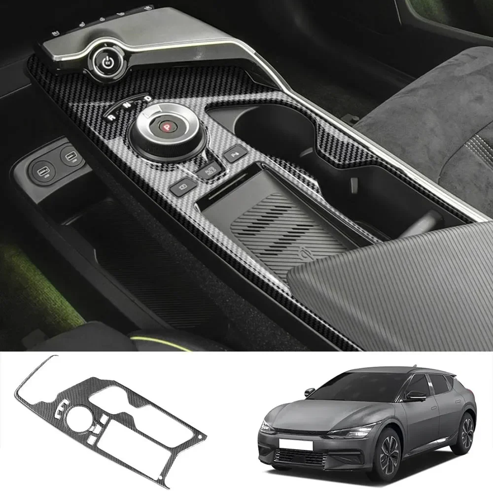 

for KIA EV6 2021 2022 2023 LHD Carbon Fiber Style Accessories Car Interior Center Console Gear Shift Panel Cover Trim