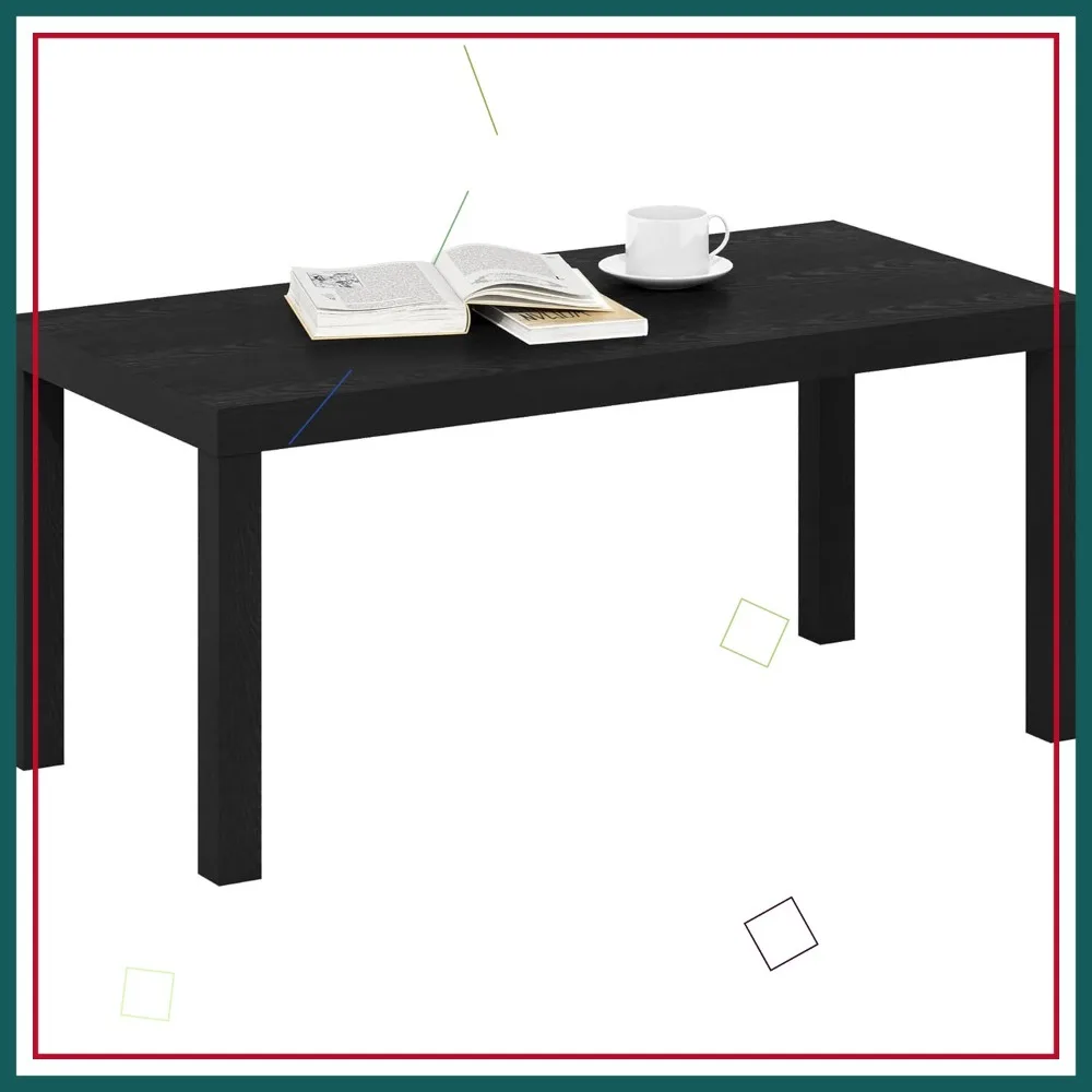 

Modern Rectangle Coffee Table with 1.8 Inch Thick Top, Sturdy Side Table for Living Room and Home Office in Black