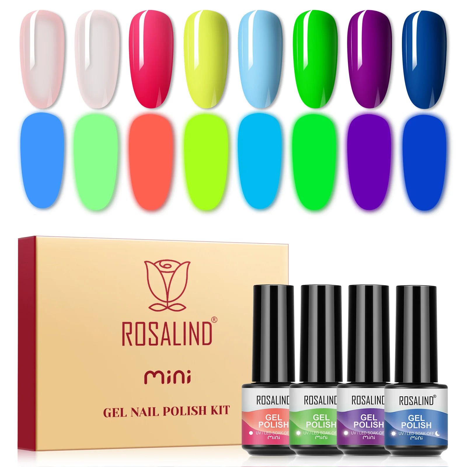 ROSALIND gel nail kit long lasting glitter luminary gel nail polish set UV Nail Art Semi Permanent Varnishes Soak Off gel polish