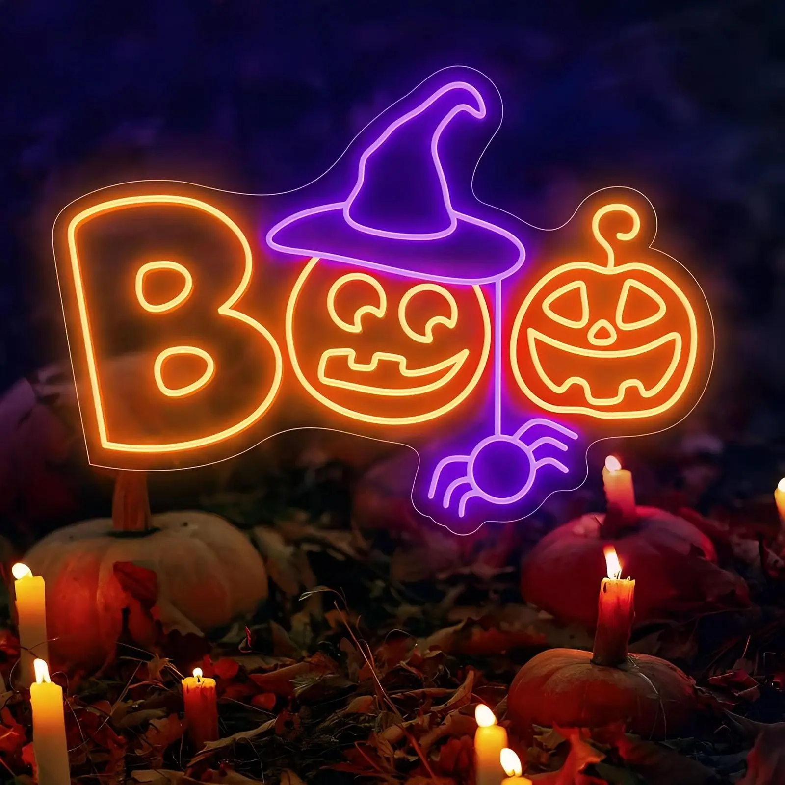 ハロウィン-パンプキン-ウィッチ-ブー-ネオンサイン-usb電源-ledサイン-壁飾り-ハロウィンパーティー-子供部屋-男性用部屋用