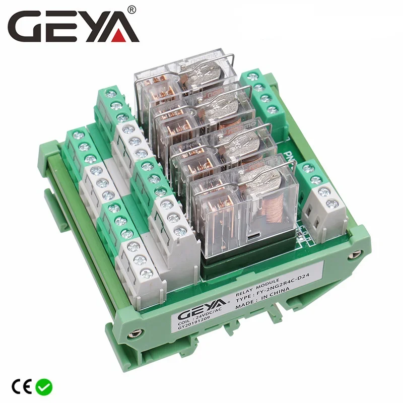 GEYA 2NG2R 4 Channel Relay Module 2NO 2NC Electronic DPDT Switch 12V 24V Relay Board