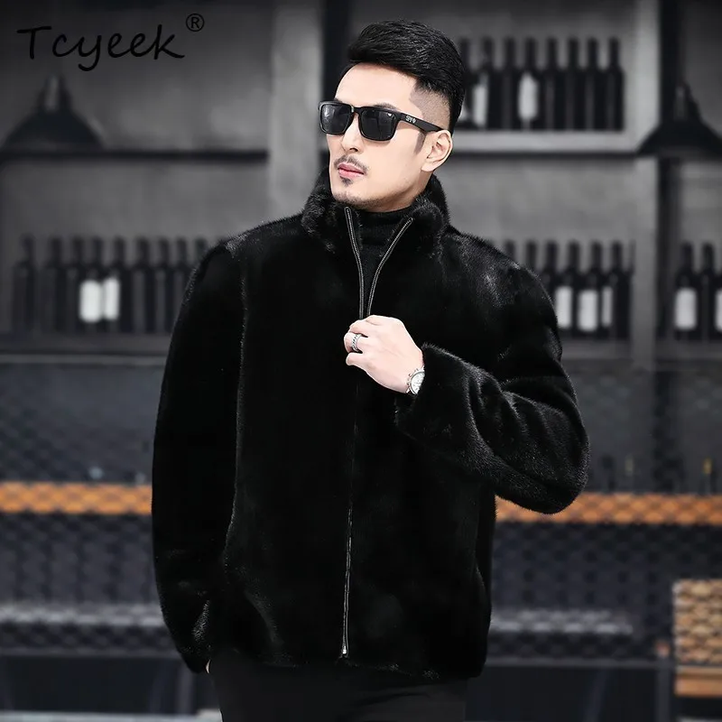 

Tcyeek Luxury Natural Mink Fur Coat Men Winter Clothes Warm Whole Mink Mens Coats Fashion Real Fur New in Coats Куртка Мужская
