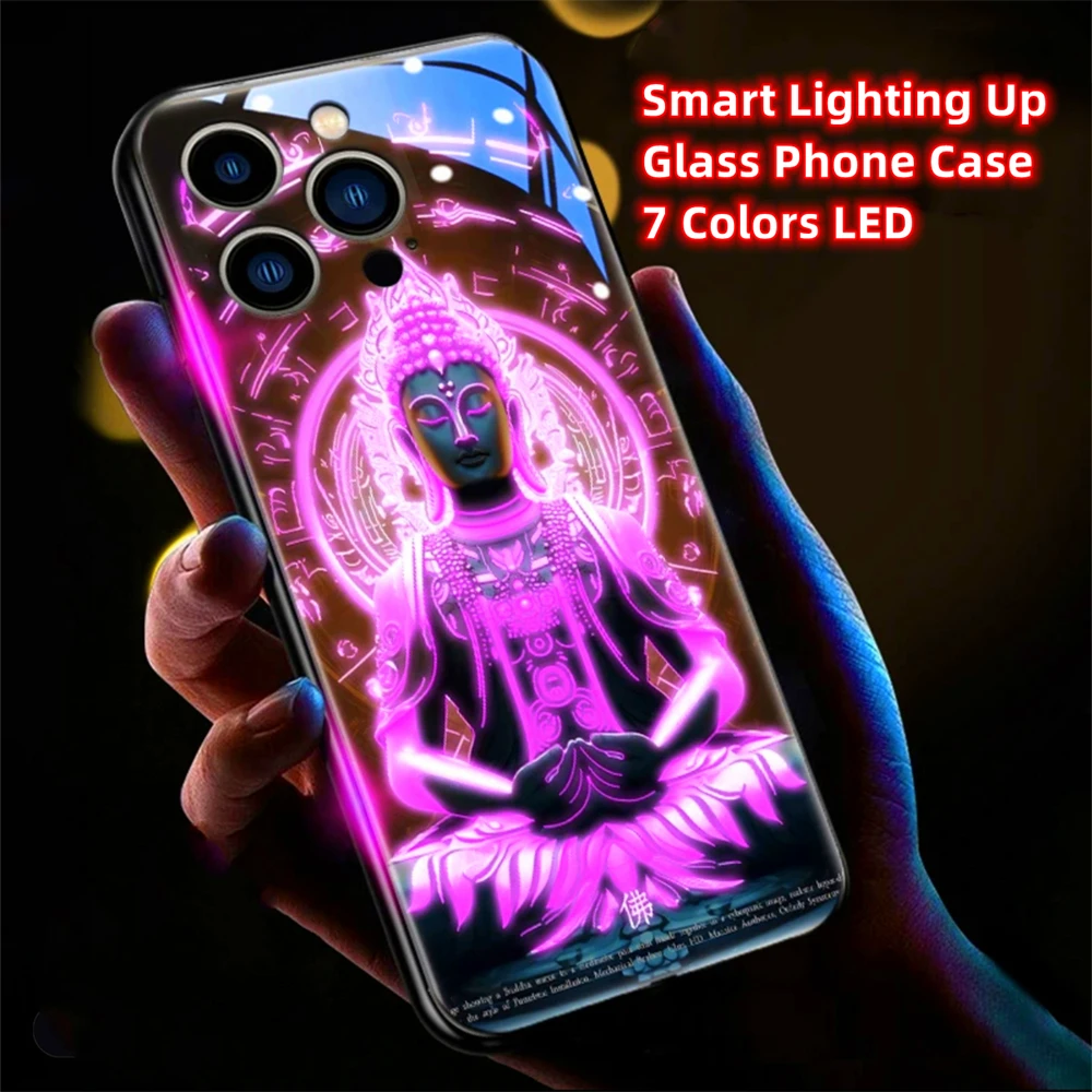 Buddhaland Gleams Design Schallgesteuerte LED-Blitzhüllen Leuchtende Glasabdeckung für Samsung S26 S25 S24 S23 S22 S21 FE Plus Ultra – Detail 32