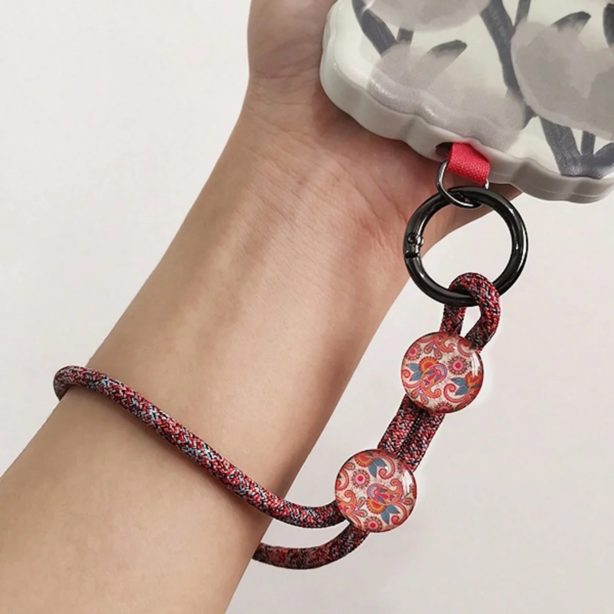 Crystal Stone Color Pattern Simple Hand Strap Adjustable Short Mobile Phone Lanyard Clip-On Phone Case Universal Anti-Lost Strap