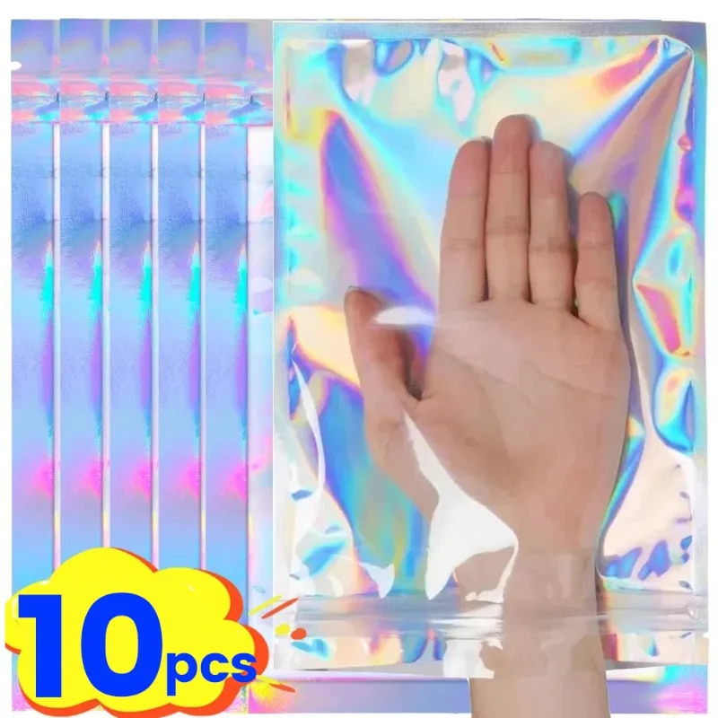 10Pcs Laser Self Sealing Plastic Envelopes Mailing Storage Bags Holographic Gift Jewelry Poly Adhesive Courier Packaging Bags