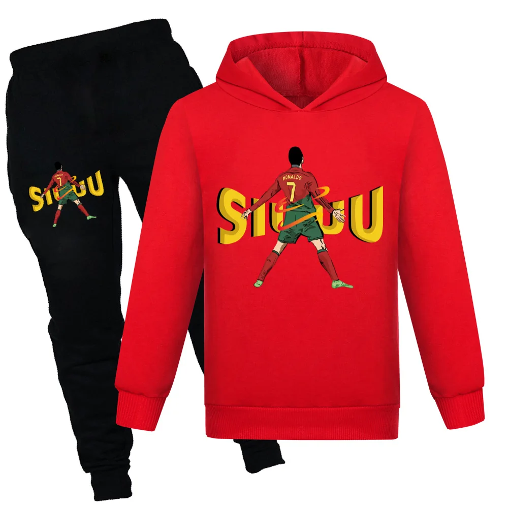 

Tops Pant Set Ronaldo CR7 Cosplay Costumes Kids Football Idol Boy's Sport Tracksuit Suit Kids Boys Hoodie Girls Clothing