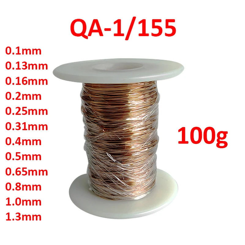 

1roll 100G Polyurethane Enameled Copper Wire Varnished Diameter 0.10mm-1.30mm QA-1/155R 2UEW For Transformer Wire Jumper