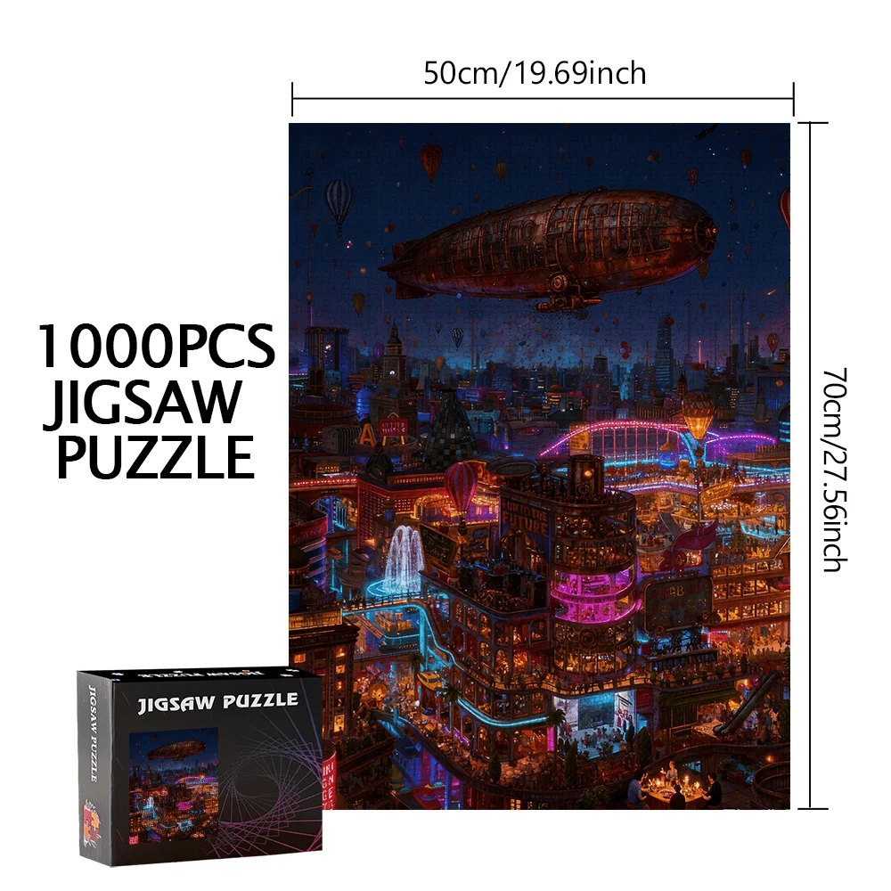 จิ๊กซอว์คุณภาพสูง 500 ชิ้น/1000 ชิ้น |   เมืองแห่งอนาคตและดีไซน์บอลลูน - ปริศนากระดาษแข็งแบบพกพาสำหรับวันเกิด ฮาโลวีน