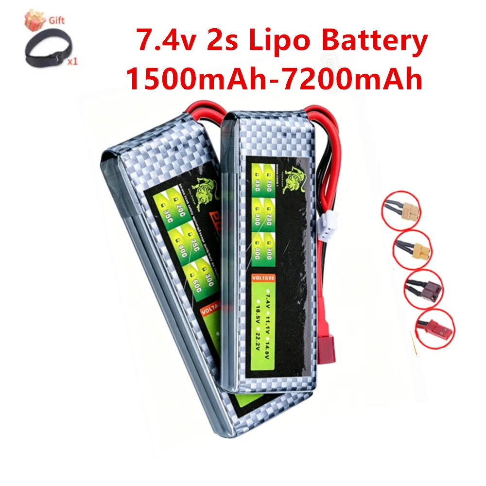 2S Lipo Battery 7.4v 1500mah 1800mah 2200mah 3300mah 4200mah 5200mah 6000mah 7200mah 7.4v Battery With XT60/T RC Parts