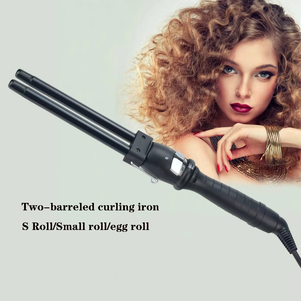 

13mm Two-barreled curling iron Electric Hair Curler Professional Ceramic Curling Iron Adjustable Temperature Hair Tools