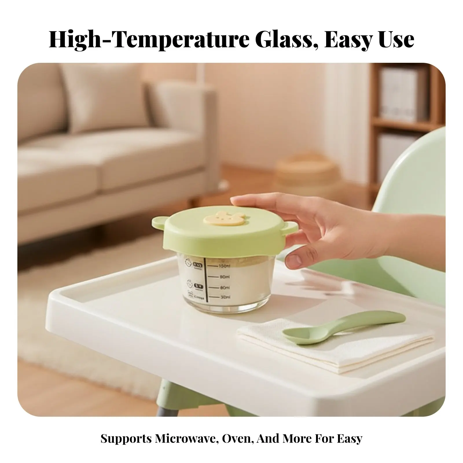 

Infant Food Bowl, High Temperature Resistant Glass, Sealed Storage Container, Cartoon Design, Microwave & Oven Safe